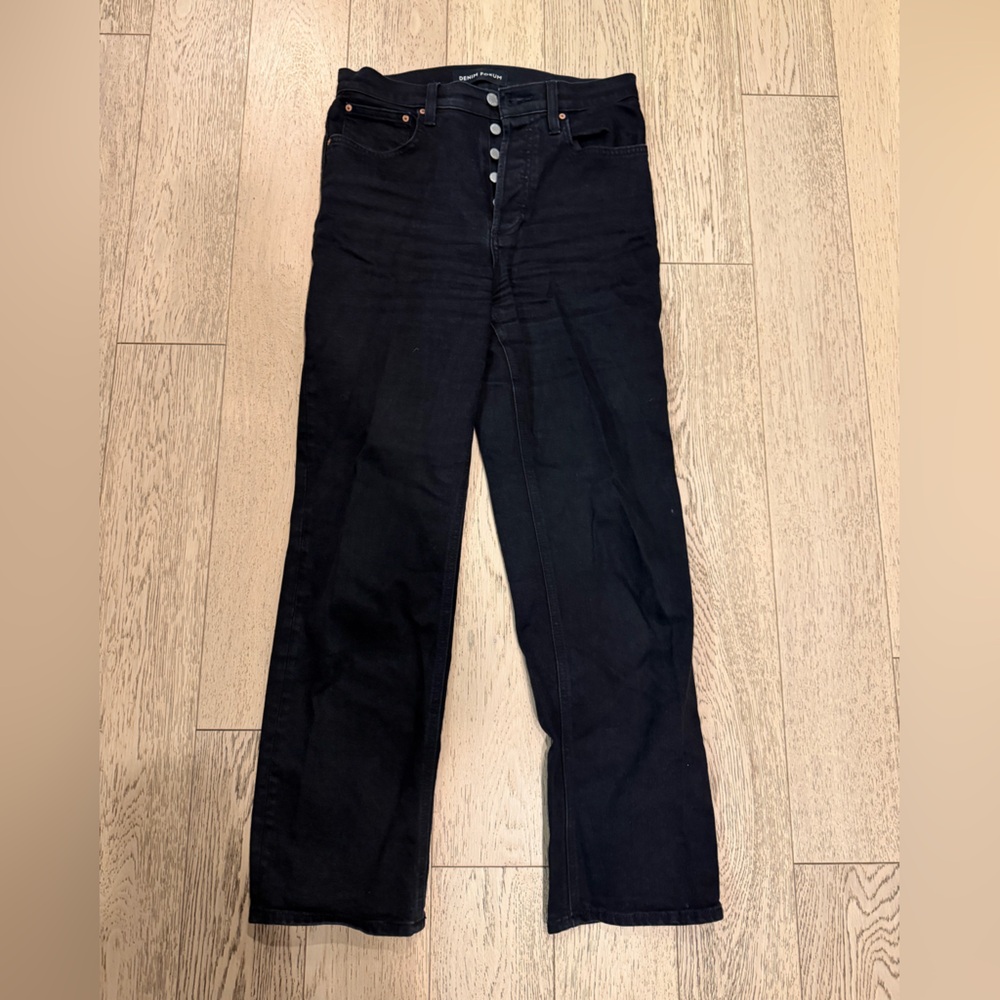 denim forum the arlo high rise straight 28L black jeans